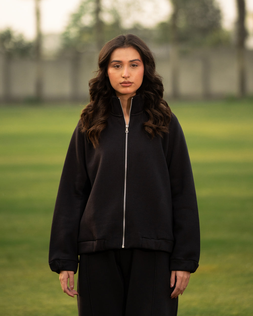 Premium Midnight Black Full-Zip Tracksuit
