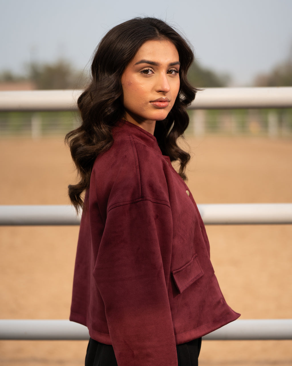 VELORA Suede Jacket -Burgundy Wine