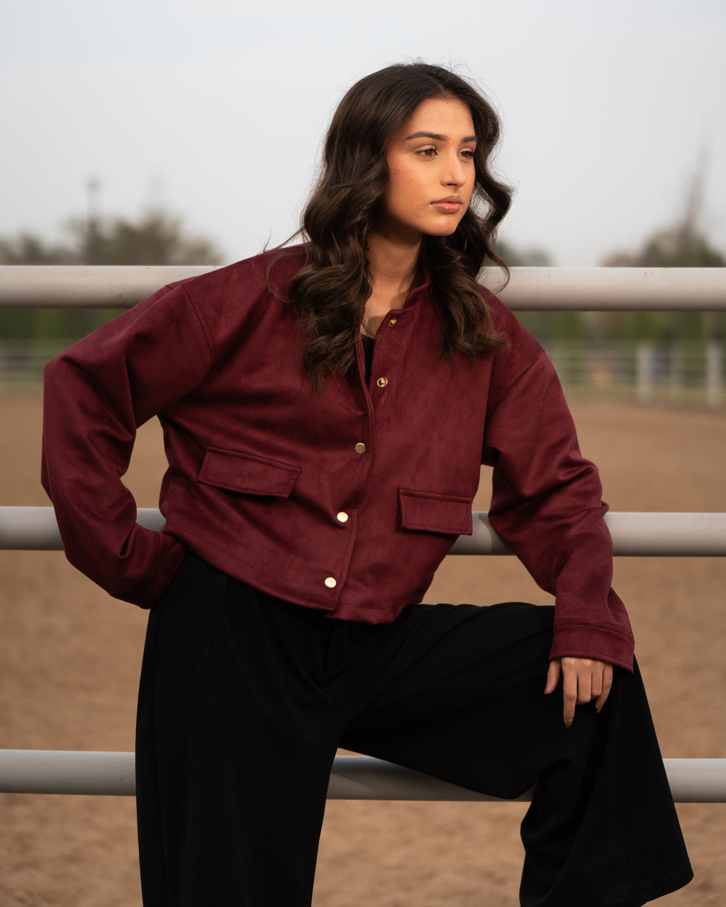 VELORA Suede Jacket -Burgundy Wine