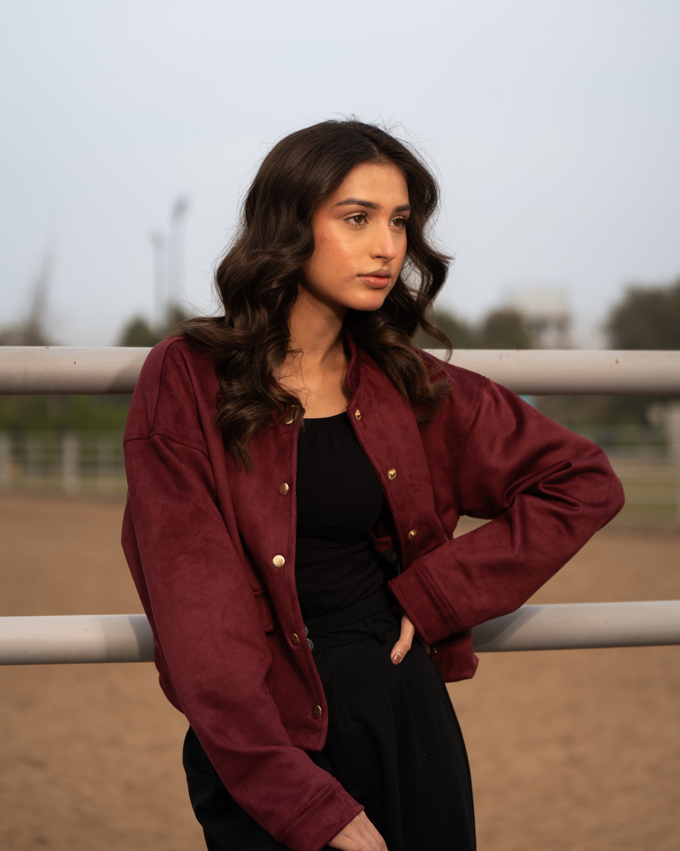 VELORA Suede Jacket -Burgundy Wine