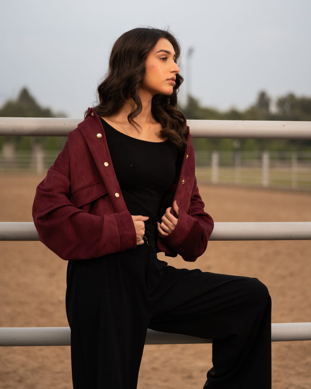 VELORA Suede Jacket -Burgundy Wine