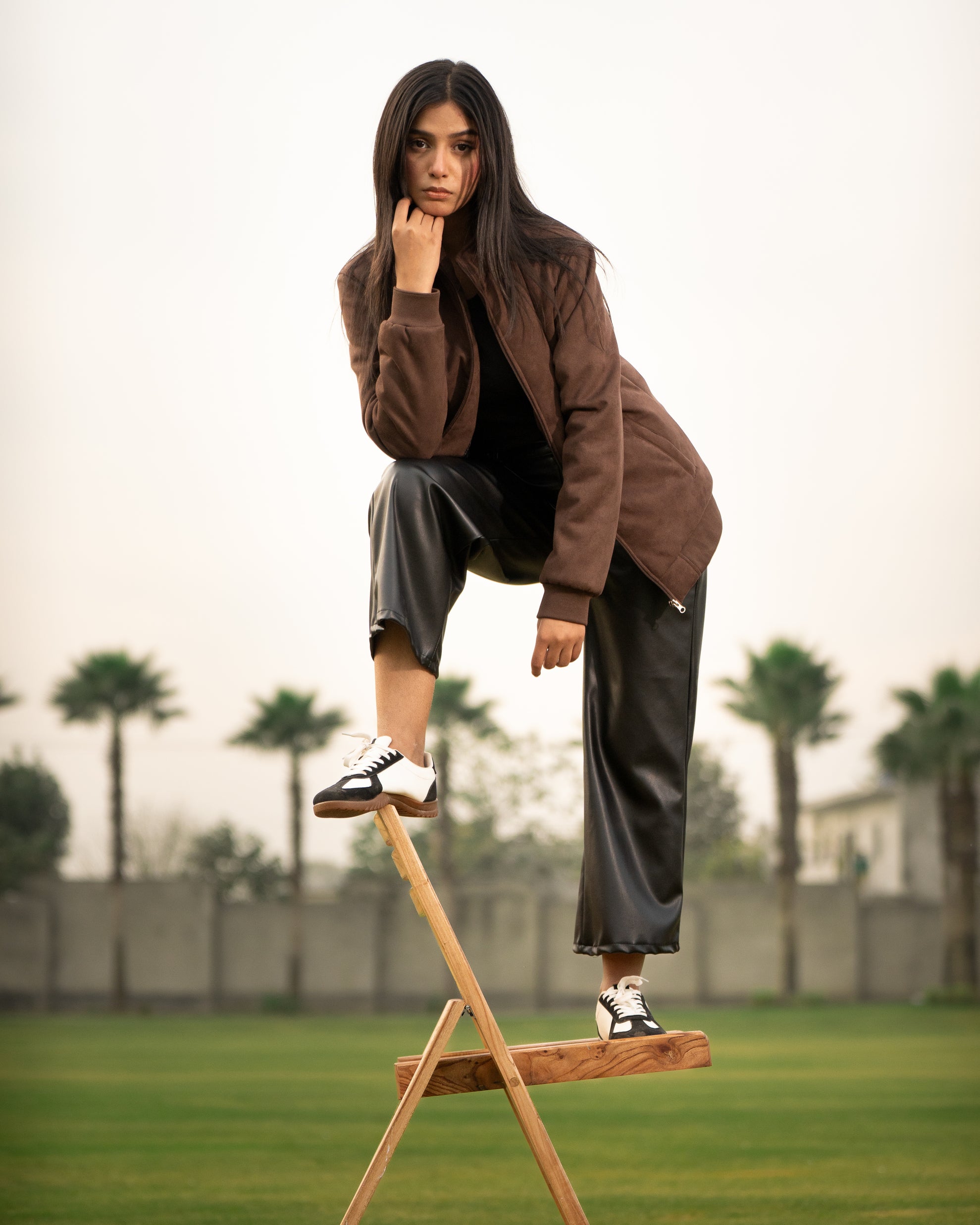 Premium Suede-Finish Zip-Up Jacket – Roasted Espresso