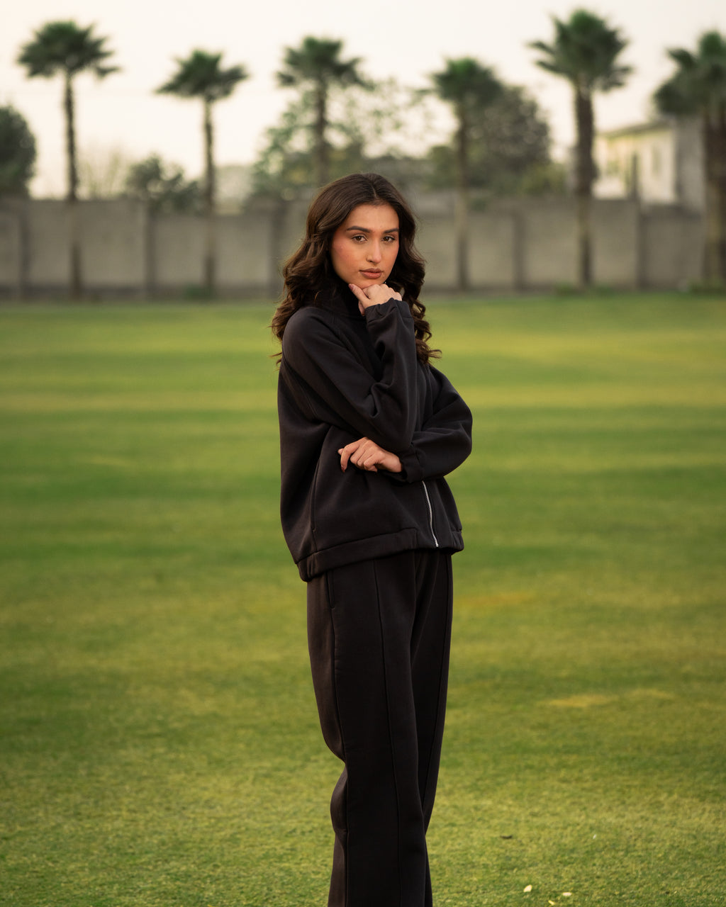 Premium Midnight Black Full-Zip Tracksuit