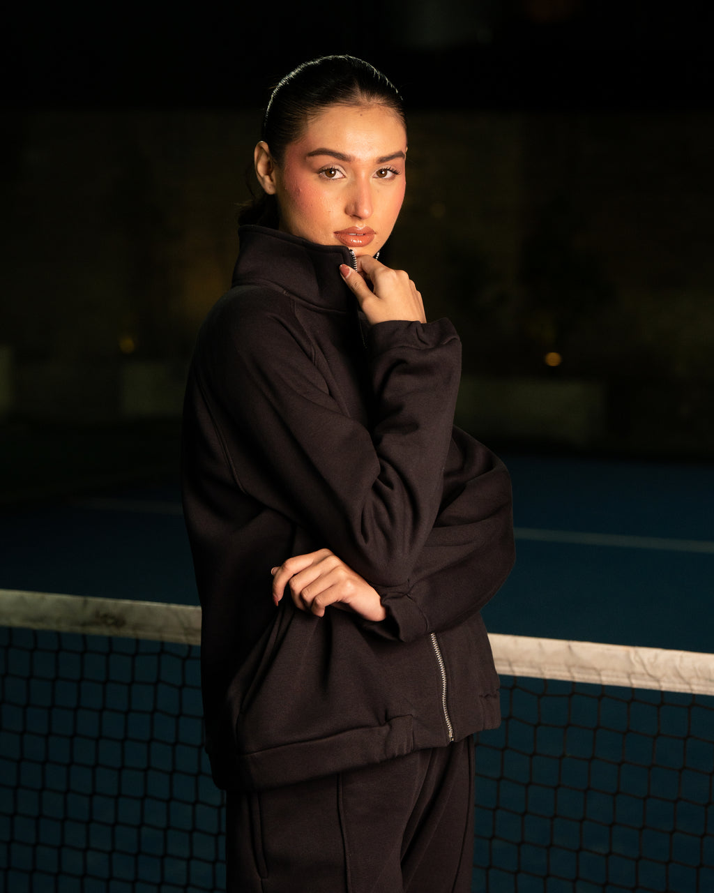 Premium Midnight Black Full-Zip Tracksuit