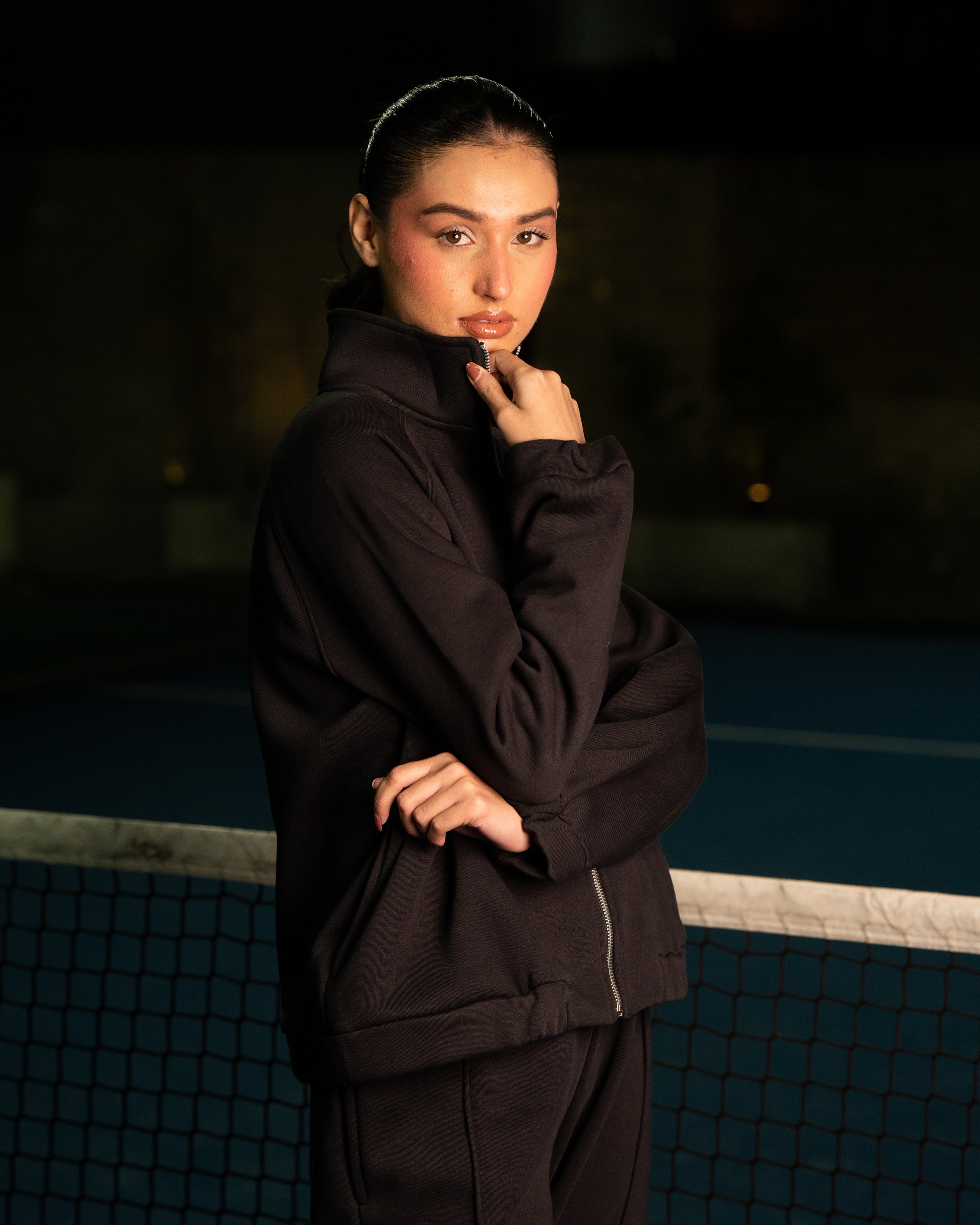 Premium Midnight Black Full-Zip Tracksuit