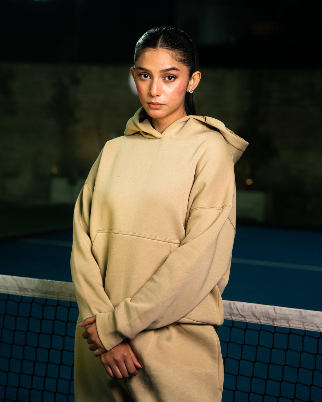 Premium Oversized Fleece Tracksuit-Desert Sand