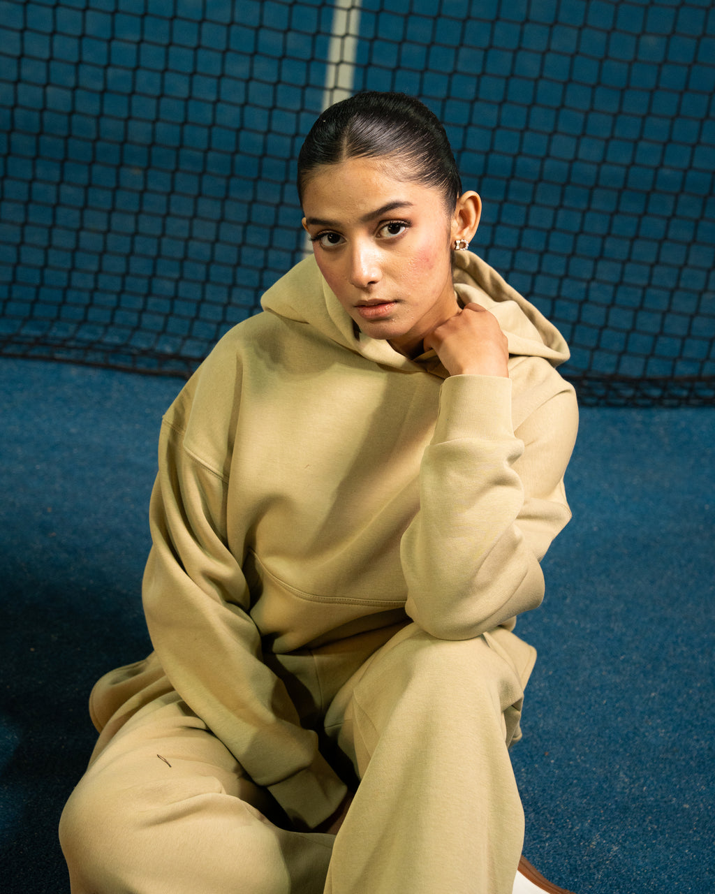 Premium Oversized Fleece Tracksuit-Desert Sand